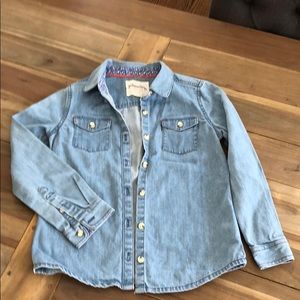 Boden Chambray Cotton Button Top Girls Classic